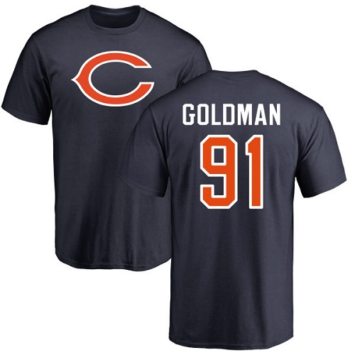Chicago Bears Men Navy Blue Eddie Goldman Name and Number Logo NFL Football 91 T Shirt